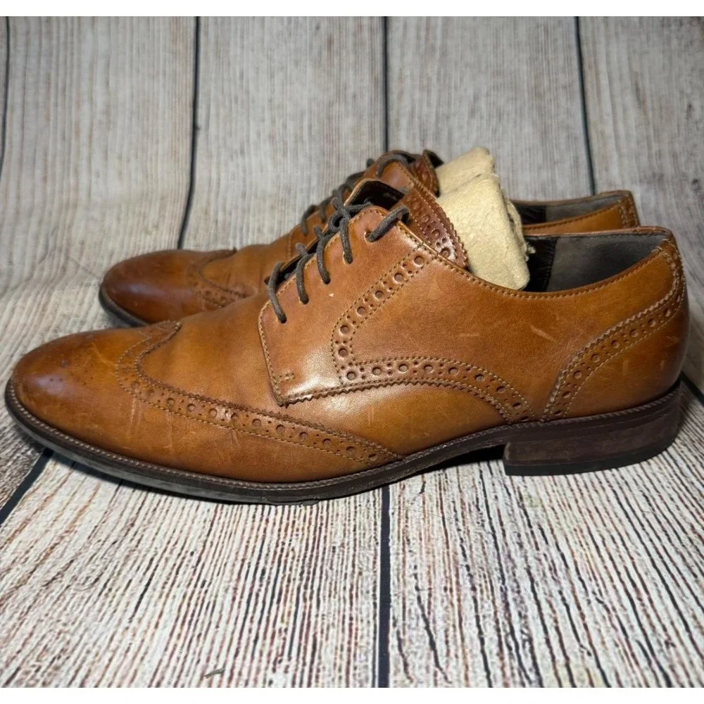 Cole Haan Benton Wingtip‎ Oxfords Il British Tan Leather C24116 Mens Size 10 M